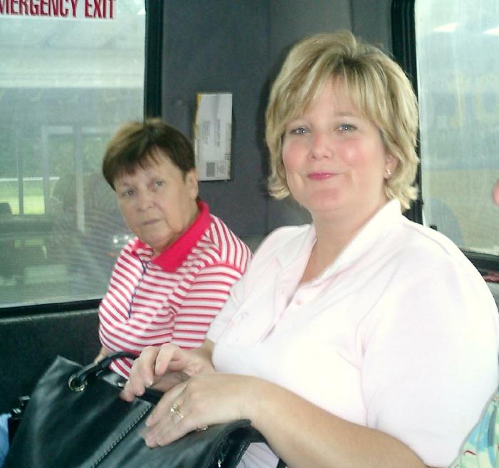 Karen and her mom on the bus.